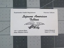vtg Tattoo business card - Lejeune American Tattoos Jacksonville NC C