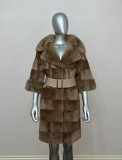 Real Fur Coat With A Belt - Mink - Florence Mode - Knee Lenght - Size 44 It