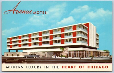 Postcard IL Chicago Illinois Avenue Motel 1950s Artist Rendering B22