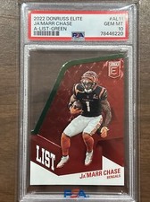 Ja’Marr Chase 2022 Panini Donruss Elite A-List Green SSP Case Hit AL-11 PSA 10