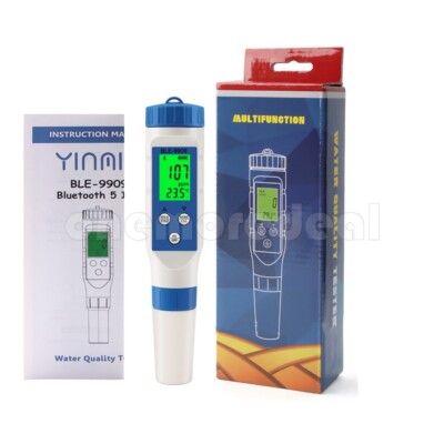 5-In-1 BT Water Quality Meter Tester BLE-9909 to Measure PH/TDS/EC/SALT/TEMP