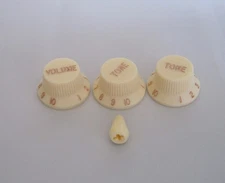 Aged White ST Volume Knob Tone Knobs Guitar Switch Tip Cap fits Fender Strat