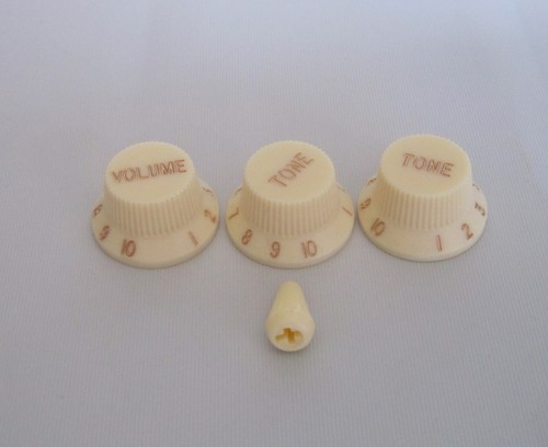 Aged White ST Volume Knob Tone Knobs Guitar Switch Tip Cap fits Fender Strat - Picture 1 of 3