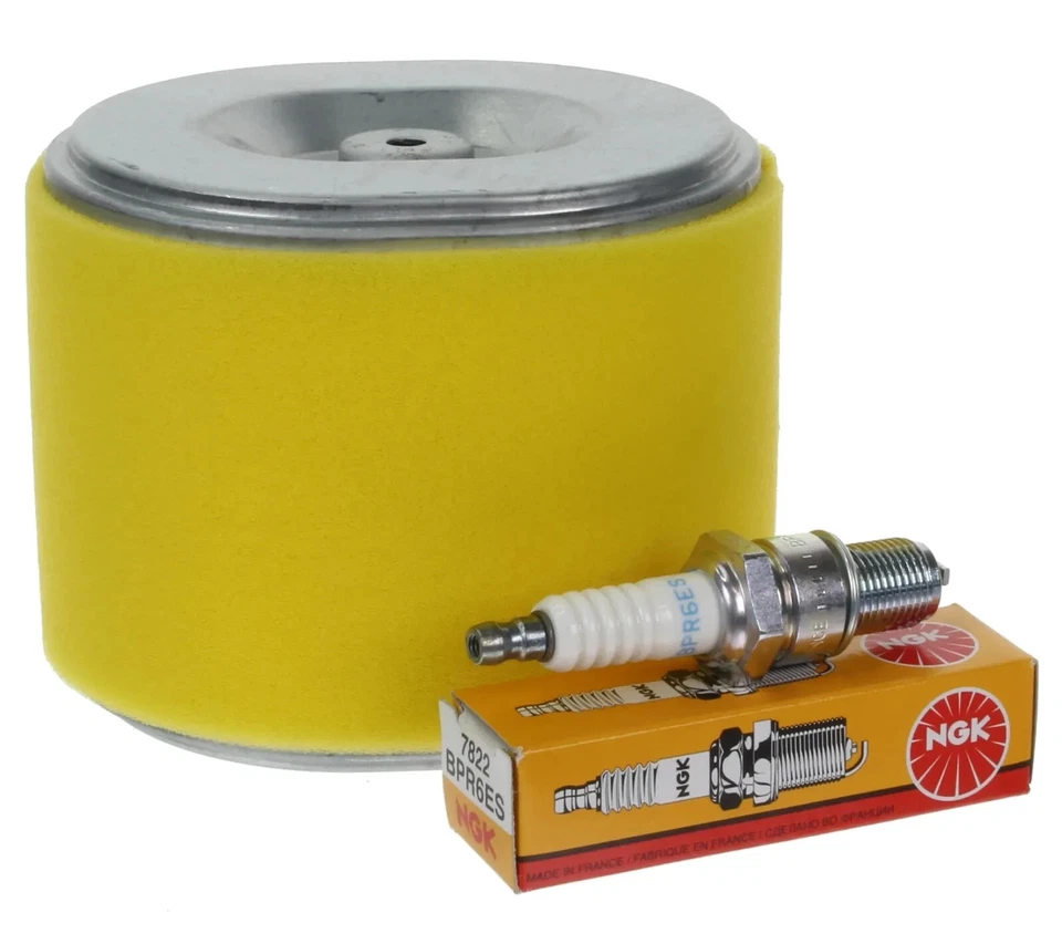 ROCWOOD/NGK Service Air Filter Kit & NGK BPR6ES Spark Plug fits Honda GX340 GX390