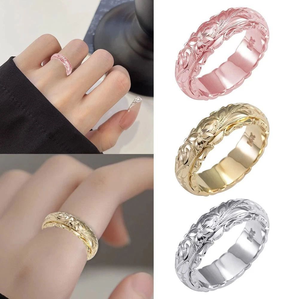 3pcs 925 Engagement Rings Elegant Hang Engraved Ring Flower Ring
