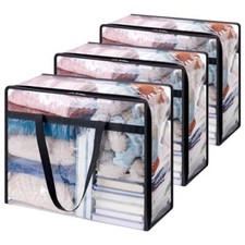 Pack Clear Clothes Storage Bags Plastic Blanket Storage Bags, Vinyl 40L 3