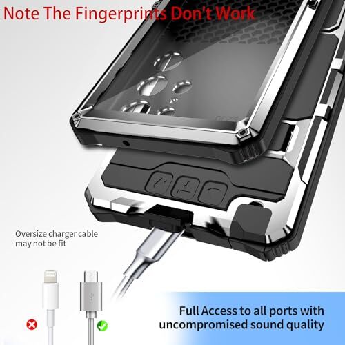 Funda rígida metálica para teléfono Samsung Galaxy S22 Ultra (6,8 pulgadas) plateada - Imagen 7 de 7