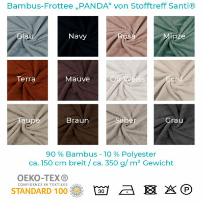 Bambus-Frottee-PANDA-150 cm Breite-90 Prozent Bambus-330 g/Qm-Meterware