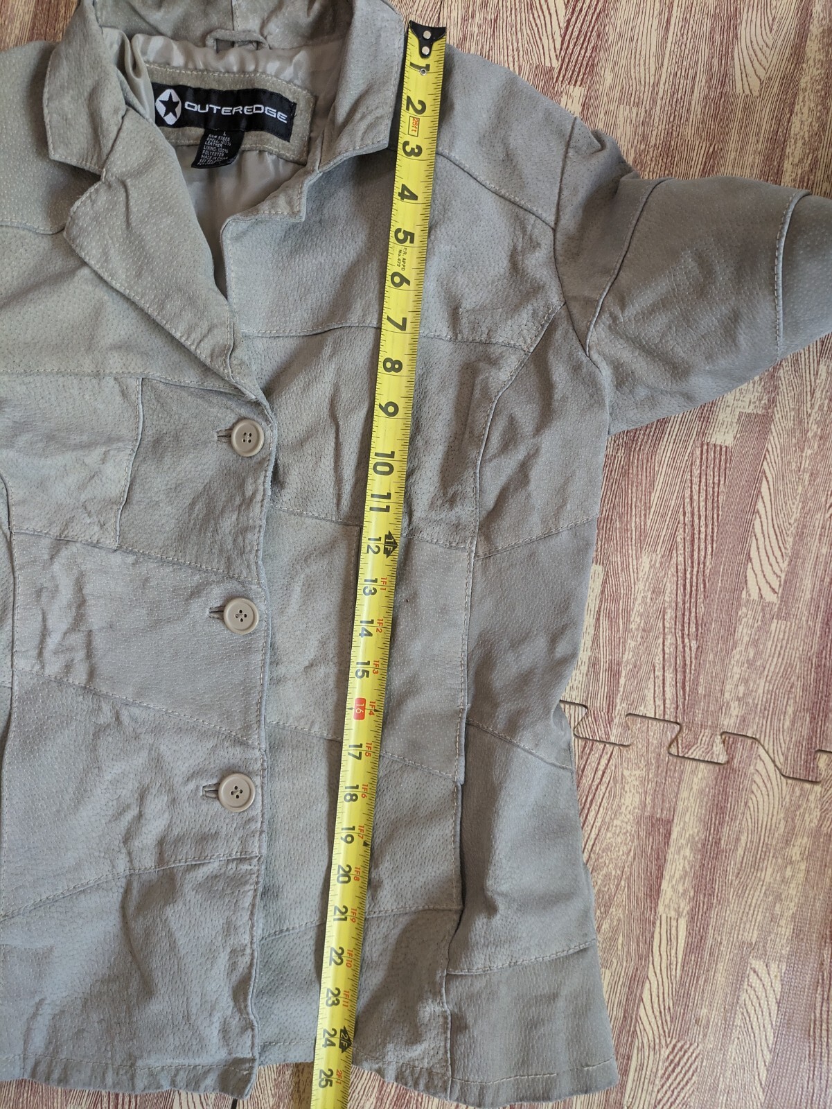 VTG Patchwork Suede Button Front Jacket Tan Butto… - image 7