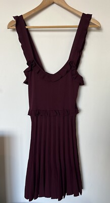 Zara Dark Purple Knit Ruffle Pleated Mini Dress Size Small | eBay