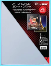 25 Ultra Pro A4 TOPLOADERS  210 x 297mm NEW Sleeves Memorabilia Photos Prints