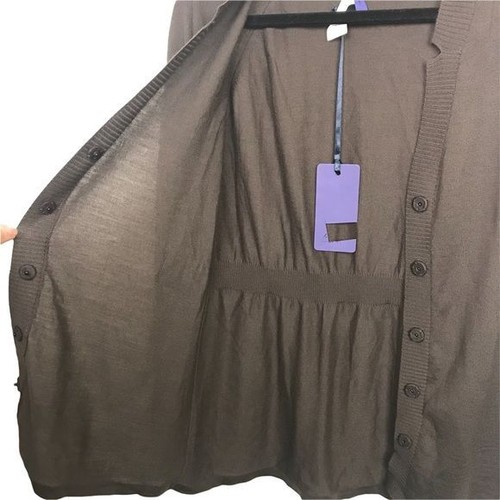Les Copains blau braun 100 % Wolle Cardigan $ 490 Neu mit Etikett Größe 8 defekt - Bild 4 von 12