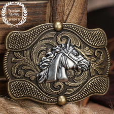 Horse Head Belt Buckle Zinc Alloy Western Cowboy Vintage Retro Metal Men