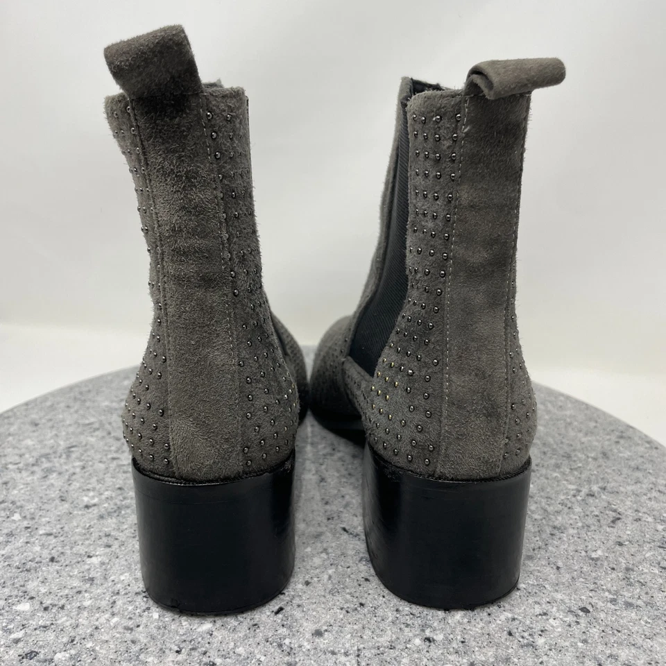 Alice + Olivia Botas Mujer 38 Gris Cuero Tachonado Botines Tobillo Chelsea Zapatos Foto 4 de 4