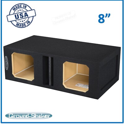 8'' Dual Center Ported Vented Sub Box Subwoofer Enclosure Ground Shaker 