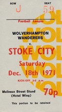 TICKET: Wolves v Stoke City 1971/1972 - LIGHT GREEN