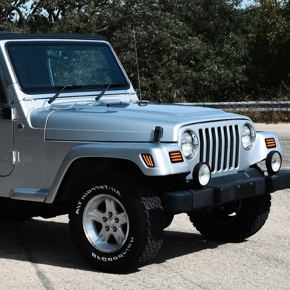 LED Amber Dynamic Front Bumper Turn Signal Lights DRL For Jeep 97-06 Wrangler TJ thumbnail 6