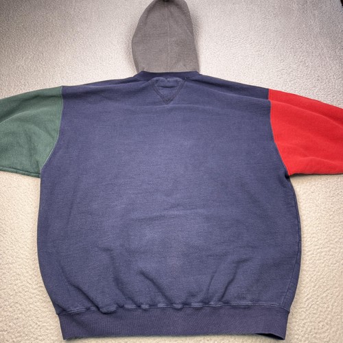 Vintage Tommy Hilfiger Hoodie Mens Large Crest Colorblock Pullover USA 90s - Picture 12 of 12
