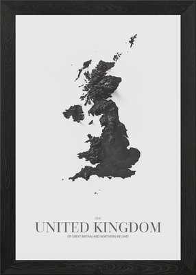 UK Relief Karte gerahmt Wandbild Poster Leinwanddruck Bild