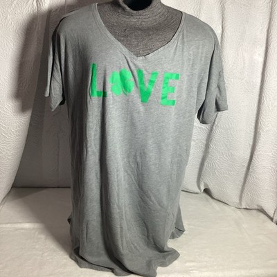 Victoria s Secret Love Shamrock Gray With Green Sleep Shirt Woman s XL