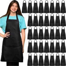 JaGely 36 Pcs Plain Bib Aprons with 2 Pockets Unisex Women Men Apron Washable fo