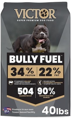 VICTOR Bully Fuel Dry Dog Food, 40 lb   Real Beef First Ingredient, High-Calorie