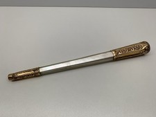 Antique Victorian Gold Plated Mother of Pearl Parasol Umbrella Handle 9.75  
