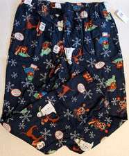 Old Navy Womens Christmas Holiday Pajama Pants Dogs Snowmen Snowflakes Blue - M