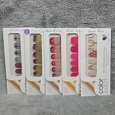 Lot Of 5 Color Street Real Nail Polish Strips Holiday Sports Patterns Retired