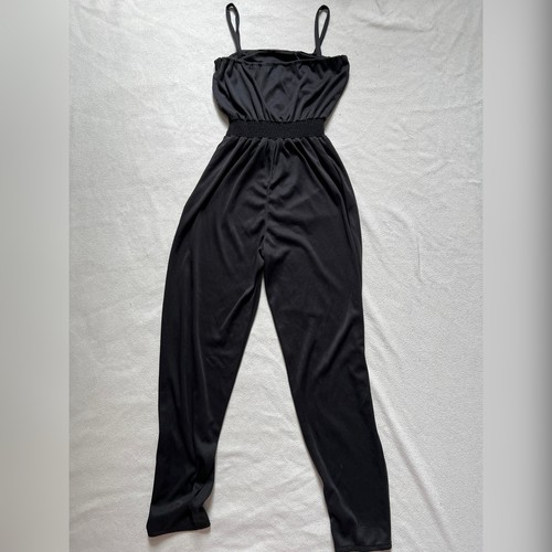 Black vintage jumpsuit harem pants strappy elastic waist Small uk8 Nwot Y2K - Picture 2 of 8