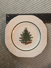 Cuthbertson Bread and Butter Plate 6.5" Embossed Christmas Tree Square Holiday