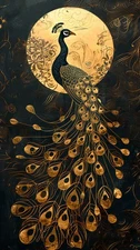Abstract Golden Animals Peacock Canvas Home Decor Wall Art Poster Print Painting