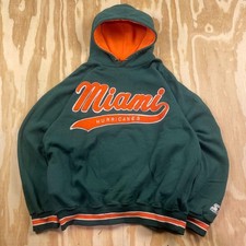 Vintage 90s Starter Miami Hurricanes Hooded Sweatshirt   Men  s XL