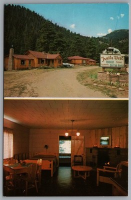 Estes Park Colorado Trails West Motel Fall River US 34 Cabin c1958 Postcard