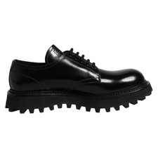 DOLCE & GABBANA Shoes Black Leather Lace Up Trekking Dress EU46 / US13 1050usd