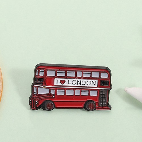 Stylish Red Bus Lapel Pin Alloy Brooch Gift for Culture Admirers - Picture 3 of 8