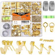 303Pcs Picture Hanging Kit Heavy Duty Hooks Nails Sawtooth Wire D Ring Frame Wal