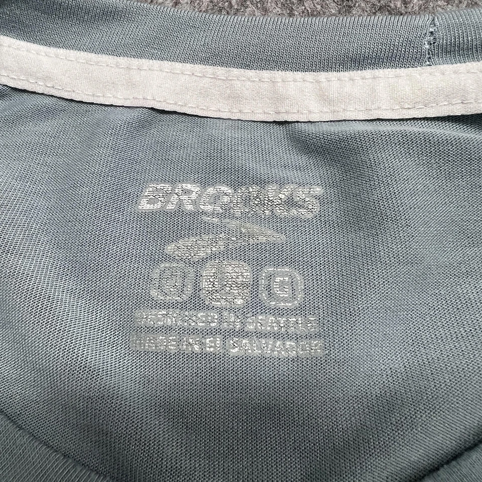 Camisa Brooks Para Hombre Grande Azul Gris Distancia Manga Larga Correr Informal Aire Libre Foto 3 de 4