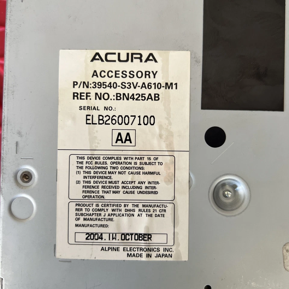 2005 2006 ACURA MDX OEM NAVIGATION DVD GPS DRIVE PLAYER 39540-S3V-A610-M1 OEM - Image 3 of 4