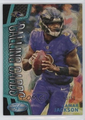 2023 Certified Calling Cards Mirror Teal 40/50 Lamar Jackson #CALL-12 8mm