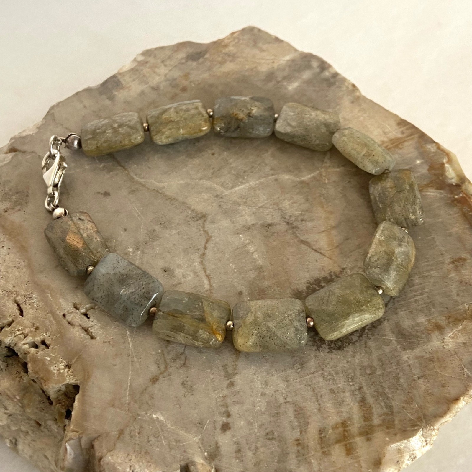 Sterling Silver 925 Faceted Rectangular Labradori… - image 19