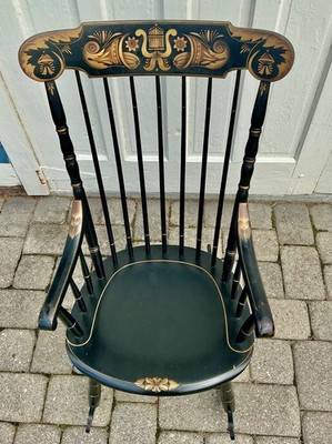 Genuine Mid 20th Century Hitchcock Black Stenciled Wooden Rocking