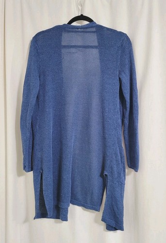 J Jill Linen Blend Knit Cardigan Open Size Sm Blue Beachy Mature Boho *Issue - Picture 3 of 10