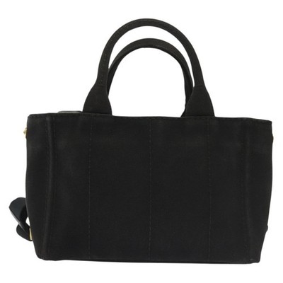 PRADA Canapa PM Hand Bag Canvas 2way Black Gold Auth gh658 | eBay