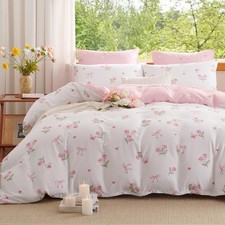 Floral Comforter Set Size,2 Pieces Pink Floral Bow Ties Twin Pink Tulips