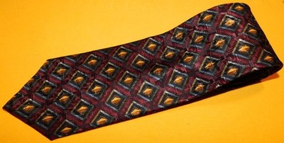 J. Z. RICHARDS MADE IN U.S.A. BURGUNDY/ORANGE/GREY SQUARES MOTIF TIE - TIES.