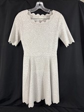 Milly Gray Heather Dress with Scalloped Hem  Sleeves, Size S