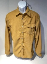 Criquet Corduroy Shirt Pearl Snap Mens Sz M 42 Chest Yellow Gold Western Nice!
