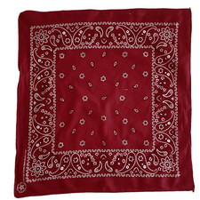 VTG 100 Cotton 20" x20" Garnet Red White Paisley Bandana RN 13962 Colorfast USA