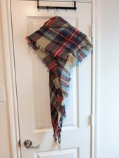 Plaid Scarf Wrap Triangle Heritage Fringe Preppy Soft Vintage Inspired Boho